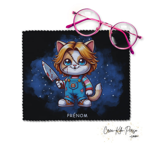 Chiffon à lunettes chat parodie Chucky horreur humour