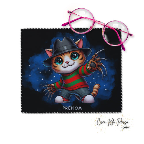 Chiffon à lunettes chat parodie Freddy Krueger horreur humour