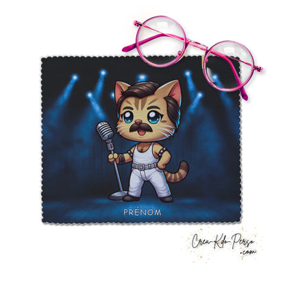 Chiffon à lunettes chat humour parodie Freddie Mercury groupe de rock queen