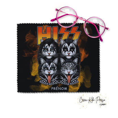Chiffon à lunettes chat humour Hiss parodie du groupe de rock Kiss