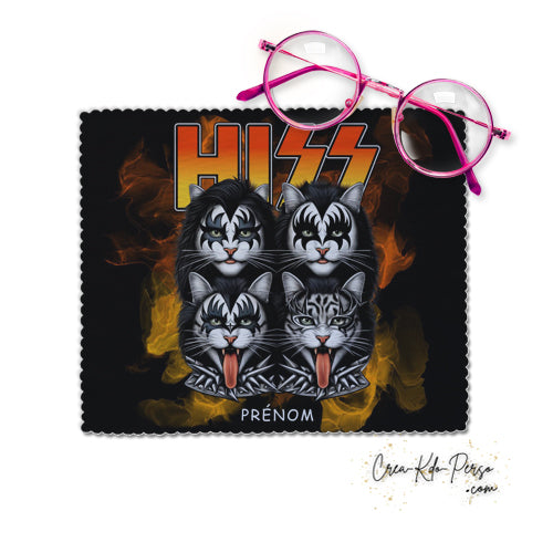 Chiffon à lunettes chat humour Hiss parodie du groupe de rock Kiss