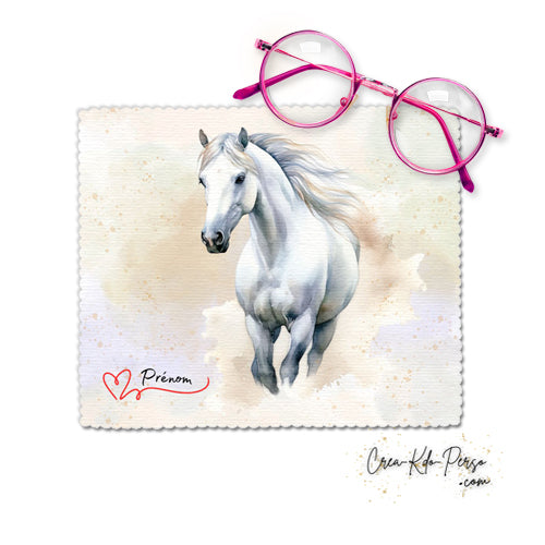 Chiffonnette chiffon essui lunettes motif Cheval  aquarelle personnalisé