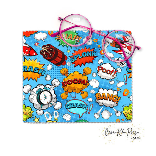 Essuie-lunette Chiffonnette personnalisable thème Bande dessinée couleur bleu