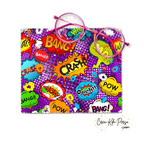 Essuie-lunette Chiffonnette personnalisable thème Bande dessinée mauve