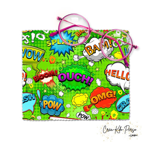 Essuie-lunette Chiffonnette personnalisable thème Bande dessinée couleur verte
