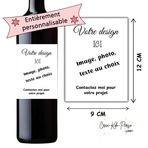 étiquettes Bouteille de Vin entièrement personnalisable photo texte couleur