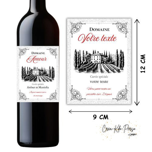 étiquettes Bouteille de Vin cuvée spéciale anniversaire de mariage personnalisées