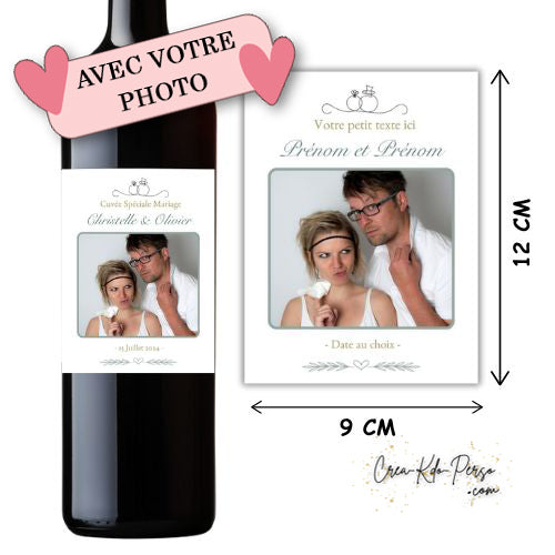 étiquettes Bouteille de Vin spéciale mariage personnalisée photo