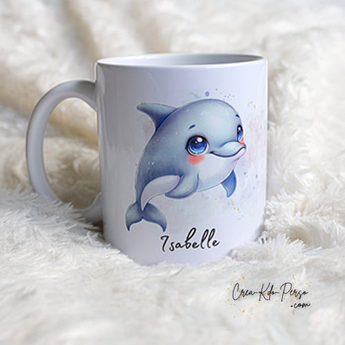 Mug cadeau Dauphin bleu mignon personnalisé