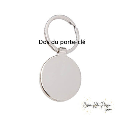 Porte clé en métal inoxydable rond personnalisé photo