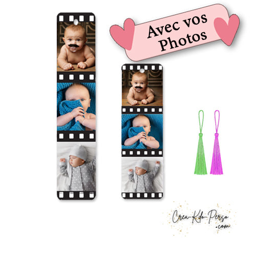 Marque page bookmark personnalisé avec 3 photos signet livre