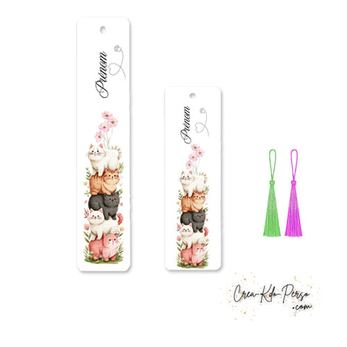 Marque page bookmark motif pyramide chatons mignons personnalisé prénom