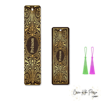 Marque page bookmark motif couverture de livre ancien personnalisé prénom
