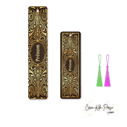Marque page bookmark motif couverture de livre ancien personnalisé prénom