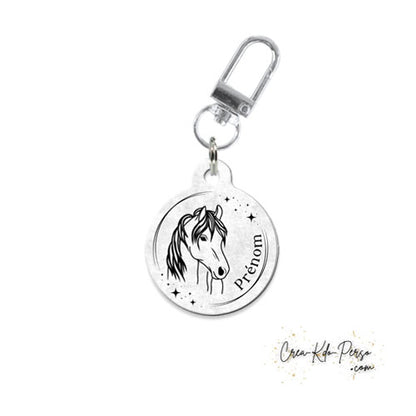 Médaille identification cheval personnalisée pendentif pour licol motif portrait étoilé