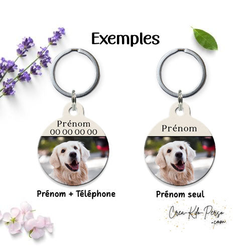 Médaille pendentif chien et chat personnalisé avec photo