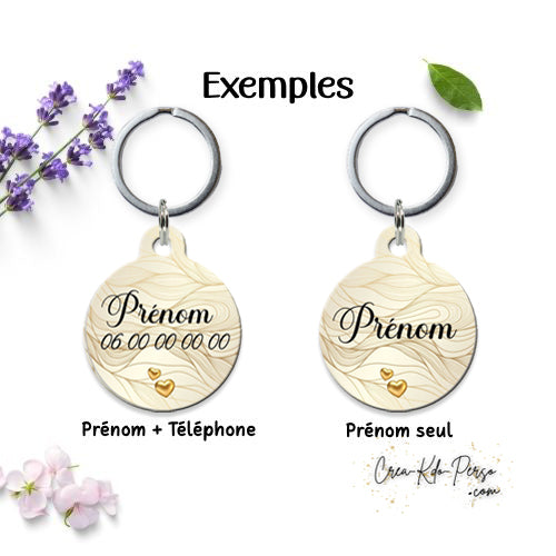 Médaille pendentif chien et chat personnalisé effet chic forme ronde