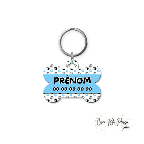 Médaille pendentif chien personnalisée motif pattes empreintes forme os 