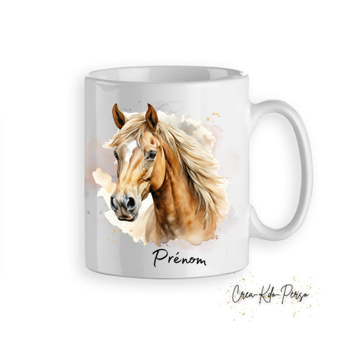 Mug cheval chevaux poneys aquarelle tasse personnalisée