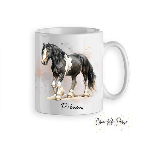 Mug cheval chevaux poneys aquarelle tasse personnalisée