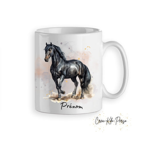 Mug cheval chevaux poneys aquarelle tasse personnalisée