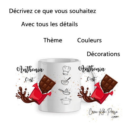 Mug personnalisé avec PERSONNALISATION COMPLÈTE photo texte couleurs