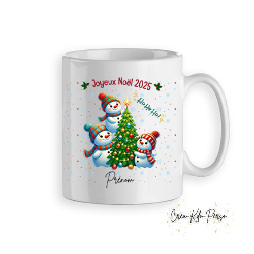 Mug tasse cadeau Noël ho ho ho bonhomme de neige personnalisé