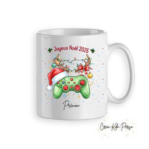 Mug tasse personnalisé cadeau Noël gaming manette jeux vidéo
