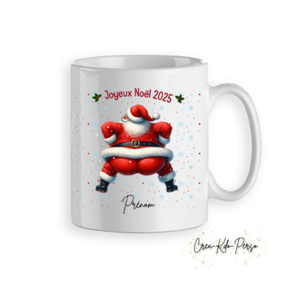 Mug tasse humour personnalisé cadeau Noël avec Père Noel trop cool qui danse