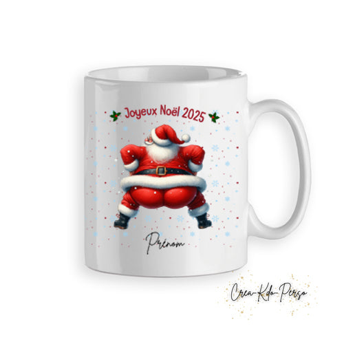 Mug tasse humour personnalisé cadeau Noël avec Père Noel trop cool qui danse