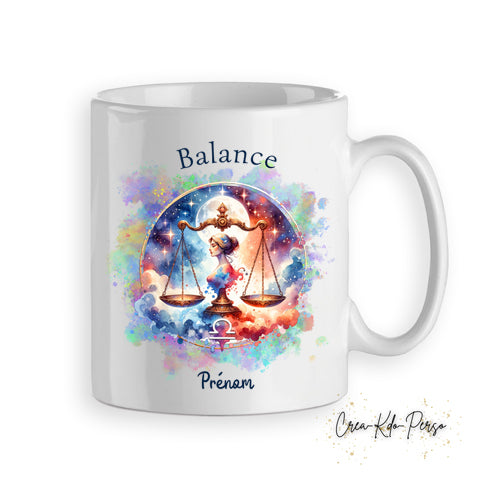 Mug personnalisé signe astrologique Balance zodiaque horoscope coloré