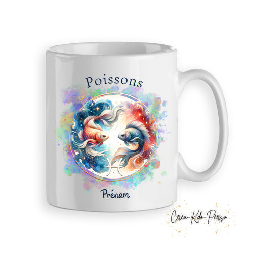 Mug personnalisé signe astrologique Poissons cadeau zodiaque horoscope