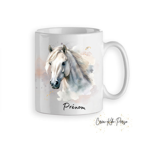 Mug cheval chevaux poneys aquarelle tasse personnalisée