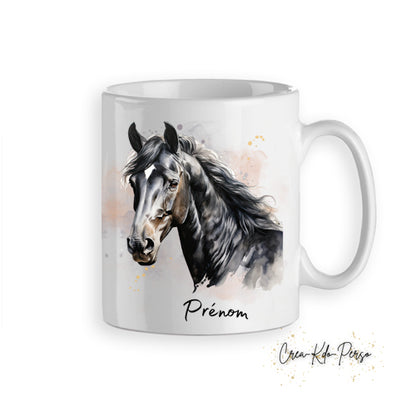 Mug cheval chevaux poneys aquarelle tasse personnalisée