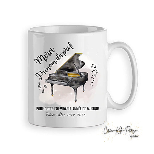 Mug Merci pour Prof de Musique piano Personnalisé