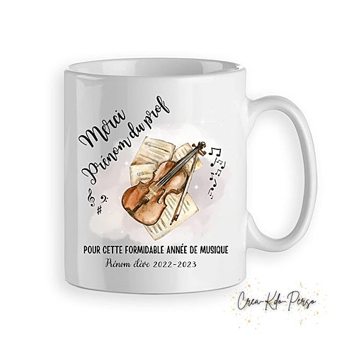 Mug Merci pour Prof de Musique violon Personnalisé
