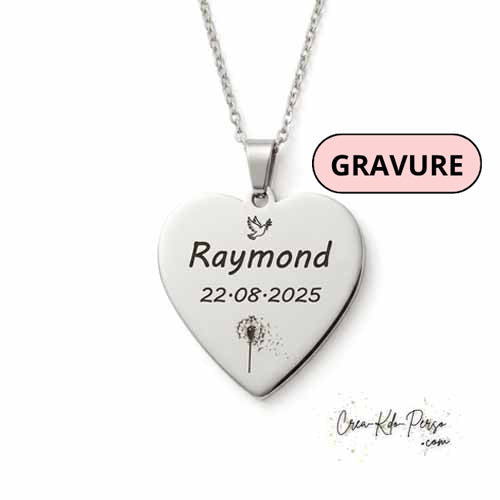 Pendentif bijou forme Cœur Personnalisé avec Gravure texte – Collier souvenir