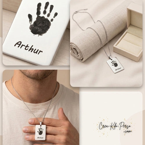 Pendentif Personnalisé Empreinte de Main et Prénom – Un Souvenir Unique