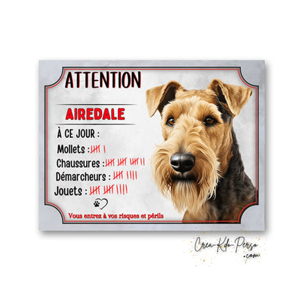 Plaque de portail Airedale compte ses succès à ce jour