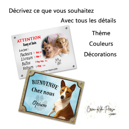 Plaque chien avec PERSONNALISATION COMPLÈTE photo texte panneau personnalisé