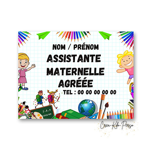 Plaque Assistante maternelle agréée panneau de porte nounou nourrice