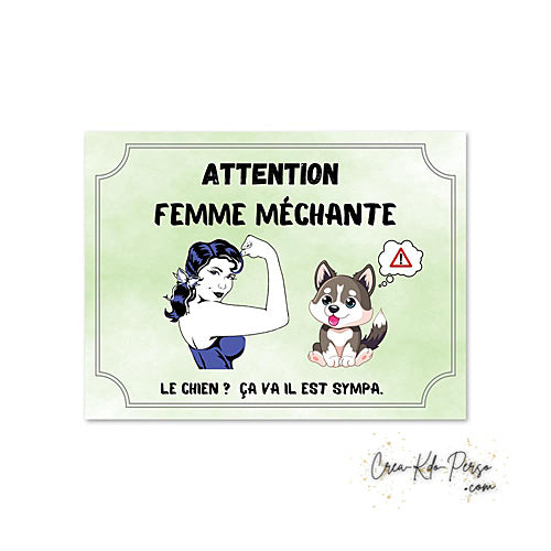 Plaque Husky panneau de portail Attention au chien
