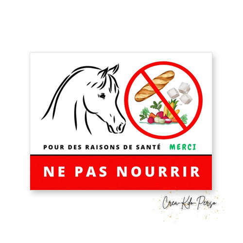 Panneau ne pas nourrir ne pas toucher version chevaux cheval poney