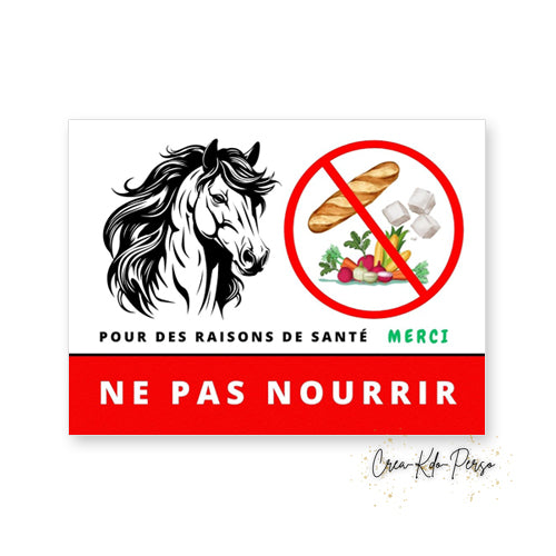 Panneau plaque ne pas nourrir version chevaux cheval poney