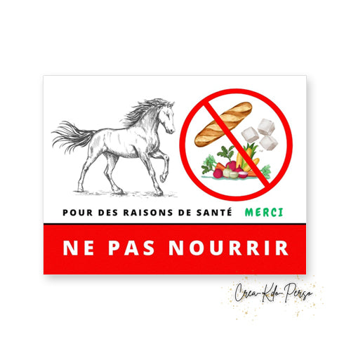 Panneau ne pas nourrir ne pas toucher version chevaux cheval poney