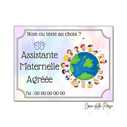 Plaque Assistante maternelle agréée panneau de porte nounou nourrice