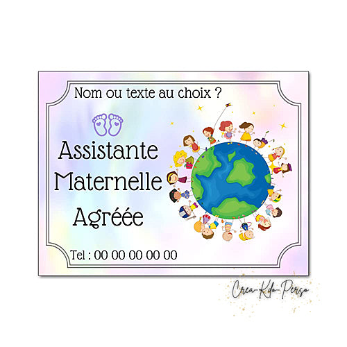 Plaque Assistante maternelle agréée panneau de porte nounou nourrice