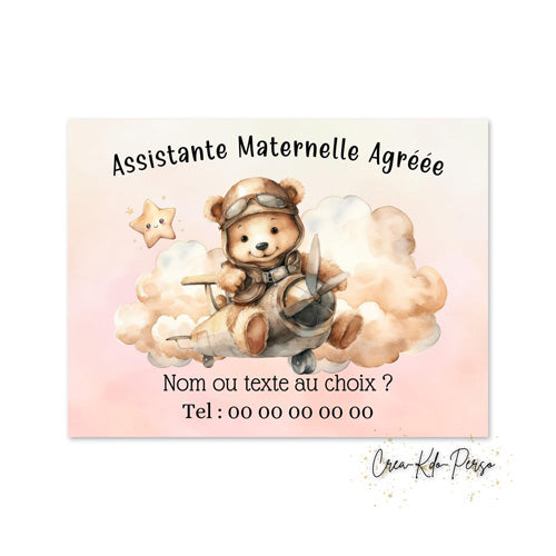 Plaque Assistante maternelle agréée panneau de porte nounou nourrice