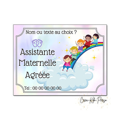 Plaque Assistante maternelle agréée panneau de porte nounou nourrice