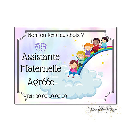 Plaque Assistante maternelle agréée panneau de porte nounou nourrice